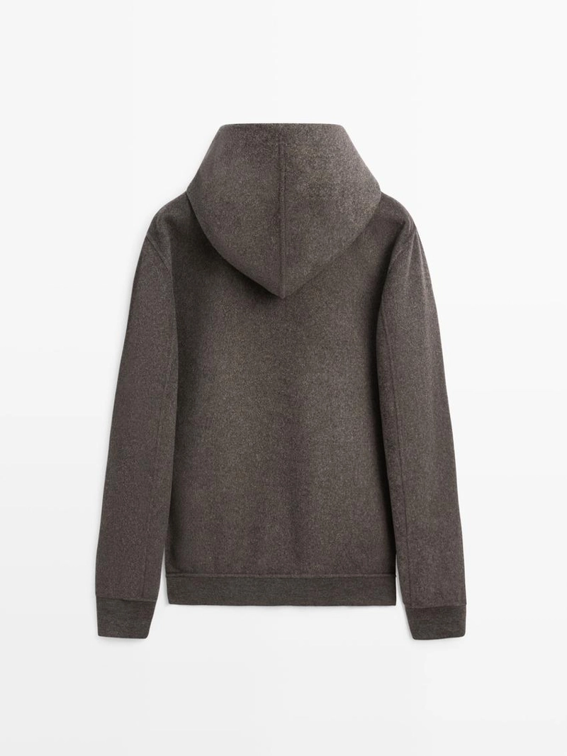 Двойная ткань куртка с капюшоном из шерстяной смеси