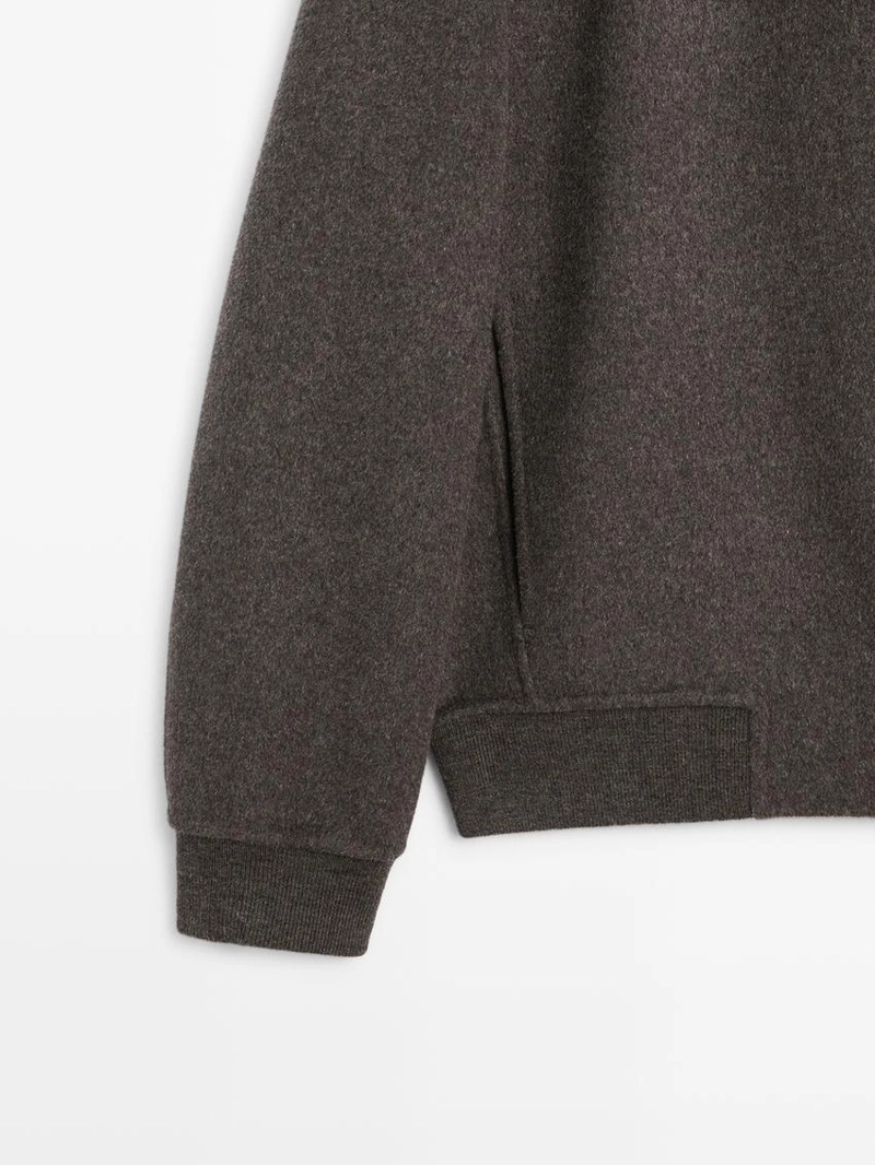 Двойная ткань куртка с капюшоном из шерстяной смеси