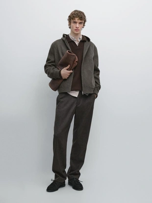 Двойная ткань куртка с капюшоном из шерстяной смеси- Заказать в России