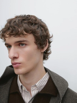 Двойная ткань куртка с капюшоном из шерстяной смеси- Заказать в России