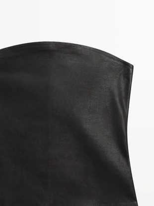 Топ без бретелей из овечьей кожи с отделкой нубук- Заказать в России