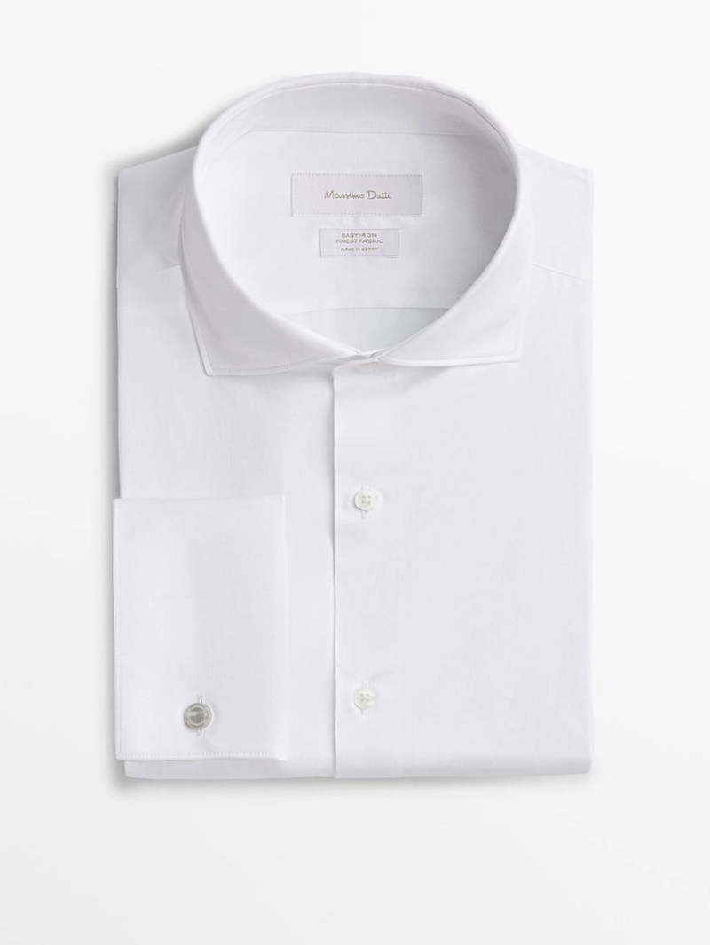 Рубашка slim-fit из твила с двойной манжетой