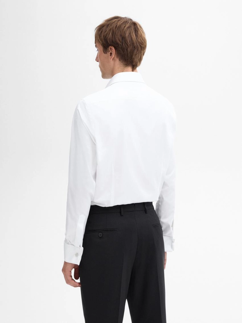 Рубашка slim-fit из твила с двойной манжетой