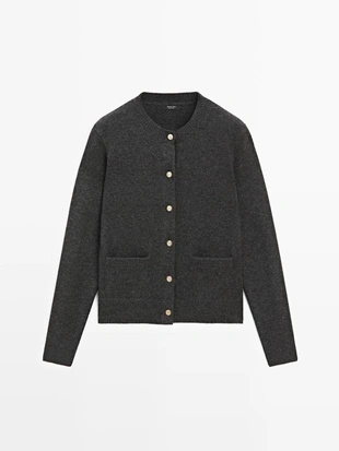 Плетеный кардиган с золотыми пуговицами- Заказать в России