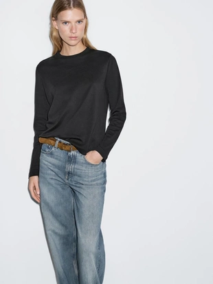 Футболка с длинным рукавом из интерлока 100% хлопок- Заказать в России