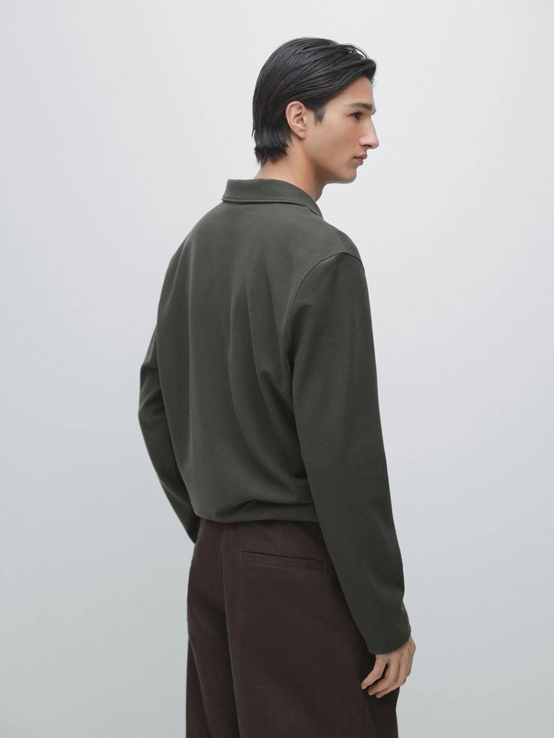 Поло с длинным рукавом на молнии