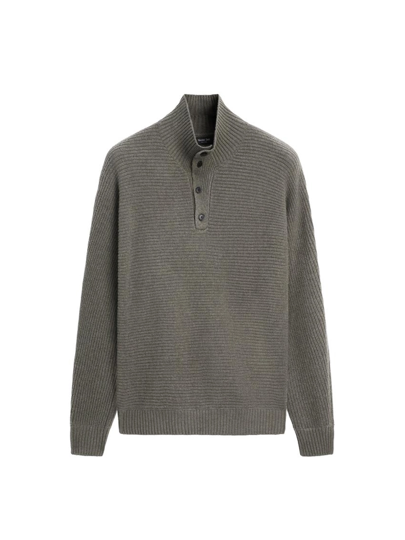 Вязанный свитер с макетным воротником на пуговицах