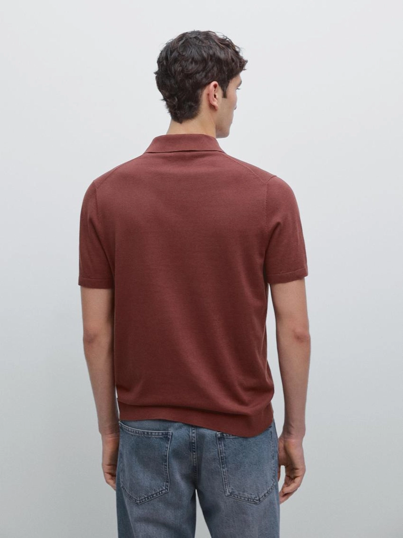 Поло из хлопкового трикотажа с коротким рукавом