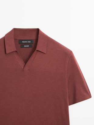 Поло из хлопкового трикотажа с коротким рукавом- Заказать в России