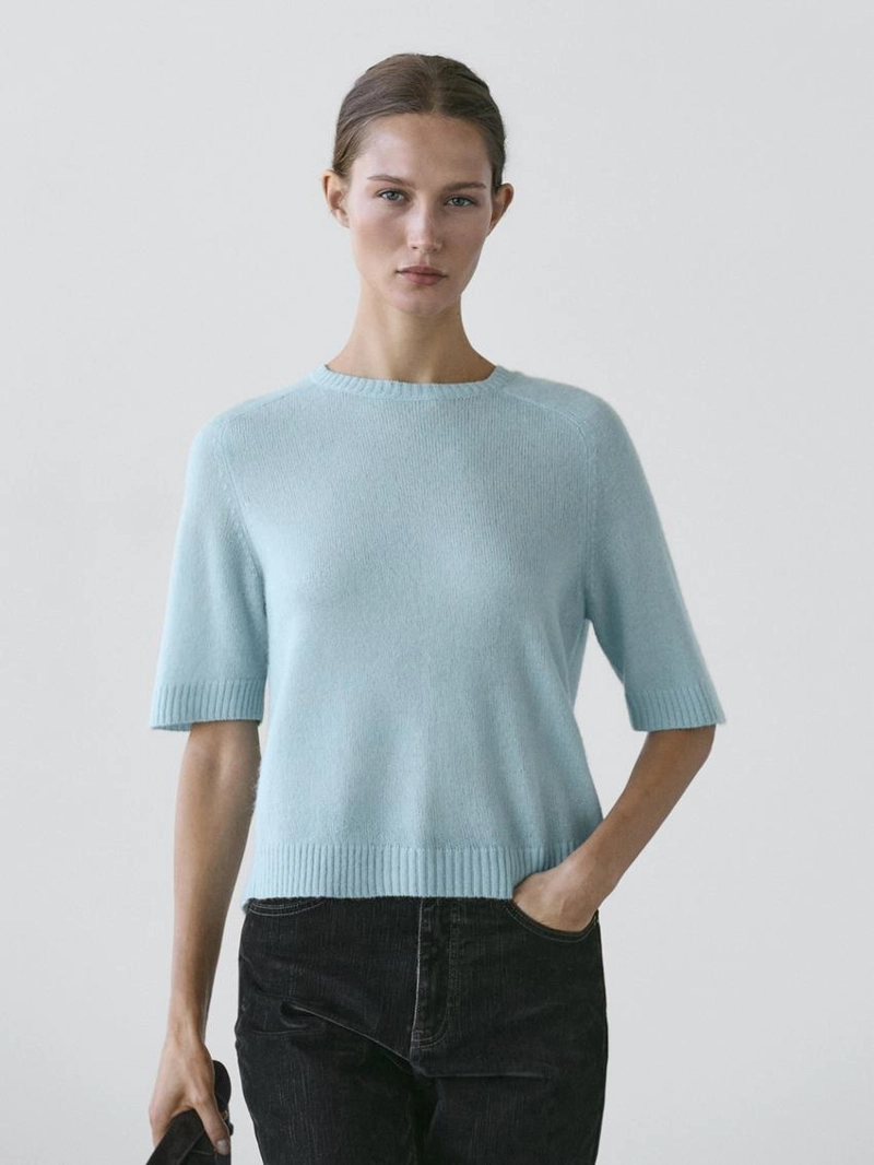 Пуловер с короткими рукавами из альпакиевой смеси