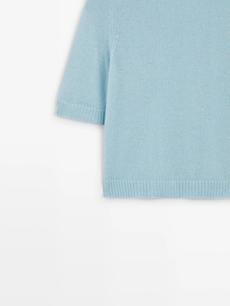 Пуловер с короткими рукавами из альпакиевой смеси