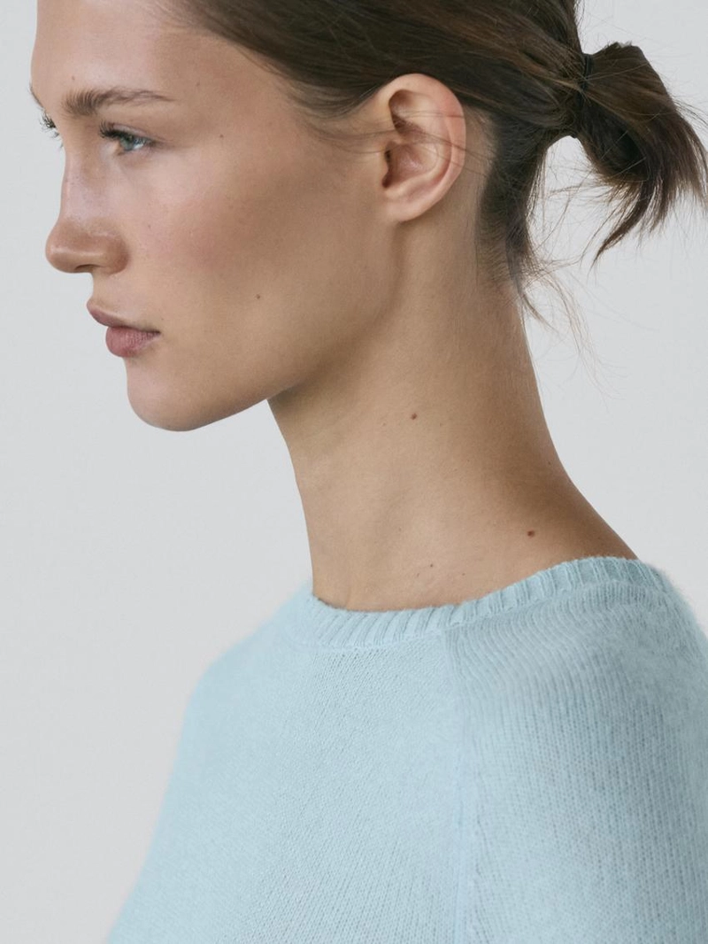 Пуловер с короткими рукавами из альпакиевой смеси