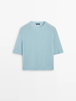 Пуловер с короткими рукавами из альпакиевой смеси- Заказать в России