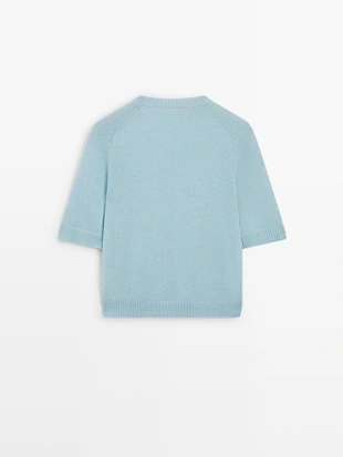 Пуловер с короткими рукавами из альпакиевой смеси- Заказать в России