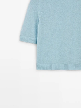 Пуловер с короткими рукавами из альпакиевой смеси- Заказать в России