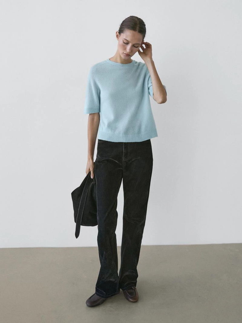 Пуловер с короткими рукавами из альпакиевой смеси