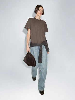 Футболка с коротким рукавом из меланжевой ткани- Заказать в России