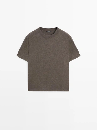 Футболка с коротким рукавом из меланжевой ткани- Заказать в России