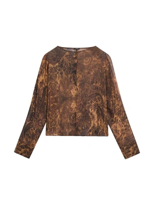 Блузка с принтом и плиссировкой- Заказать в России