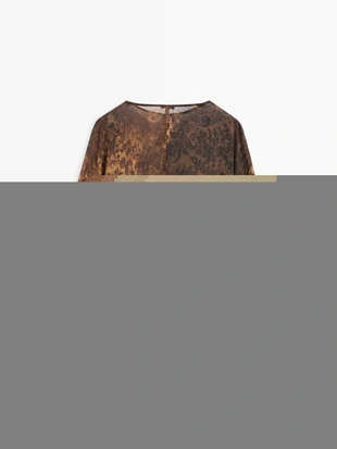 Блузка с принтом и плиссировкой- Заказать в России