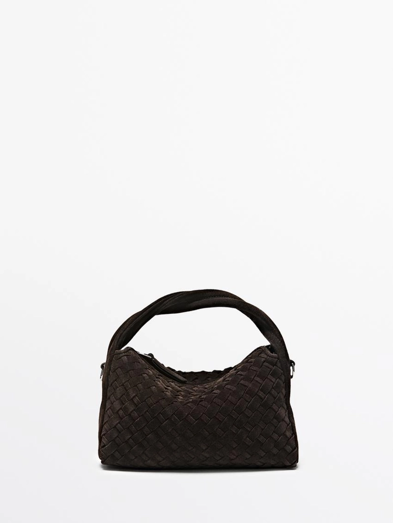 Маленькая плетеная сумка из разделанной кожи