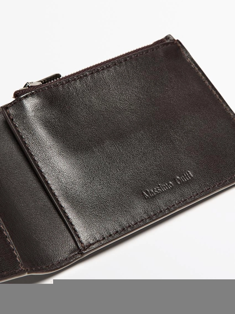 Кошелек из натуральной кожи нубук в стиле портмоне