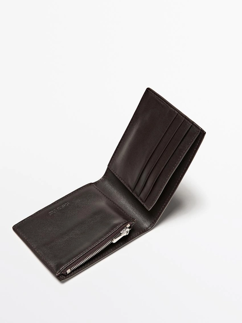 Кошелек из натуральной кожи нубук в стиле портмоне