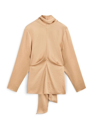 Блуза из шелковистого атласа с завязкой - STUDIO- Заказать в России