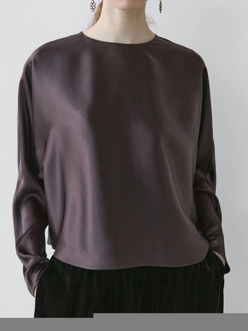 Блузка из 100% шелка с короткими рукавами летучая мышь - studio