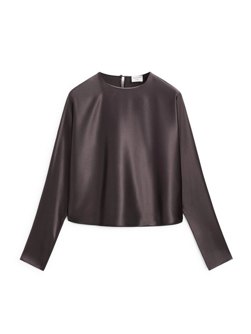 Блузка из 100% шелка с короткими рукавами летучая мышь - studio