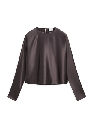 Блузка из 100% шелка с короткими рукавами летучая мышь - STUDIO- Заказать в России