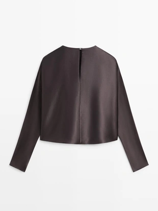 Блузка из 100% шелка с короткими рукавами летучая мышь - STUDIO- Заказать в России