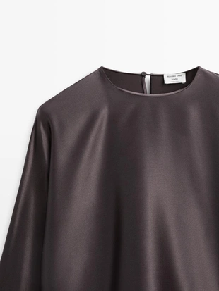 Блузка из 100% шелка с короткими рукавами летучая мышь - STUDIO- Заказать в России