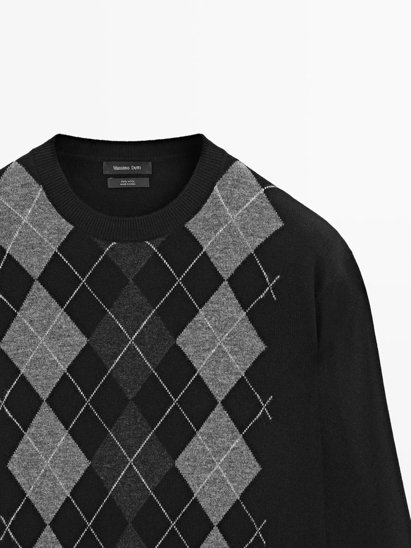 Свитер с узором аргайл из 100% шерсти