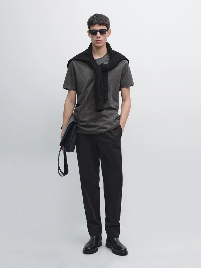 Футболка с короткими рукавами меланжевого цвета