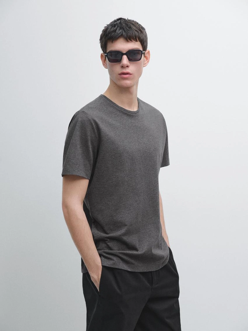 Футболка с короткими рукавами меланжевого цвета