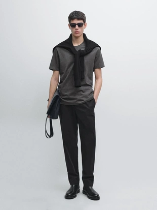 Футболка с короткими рукавами меланжевого цвета- Заказать в России