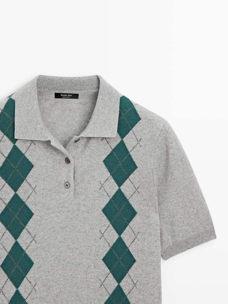 Поло с коротким рукавом из аргайльского вязаного полотна
