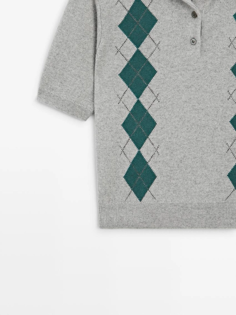 Поло с коротким рукавом из аргайльского вязаного полотна