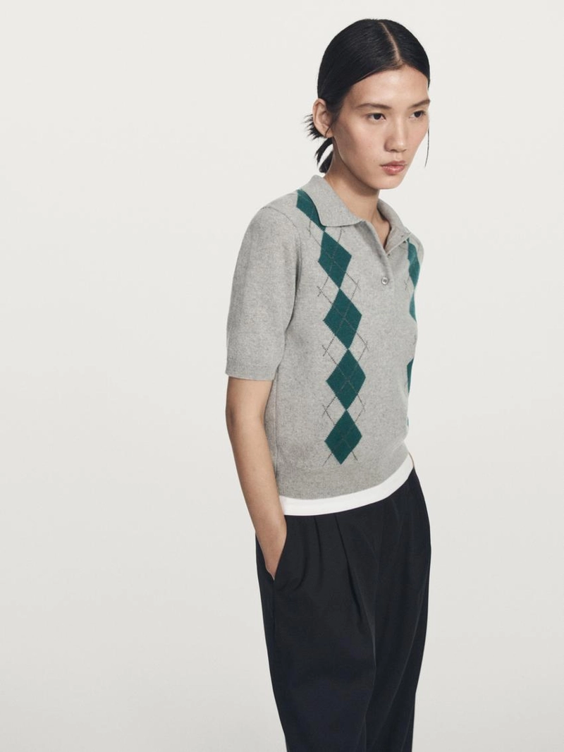 Поло с коротким рукавом из аргайльского вязаного полотна