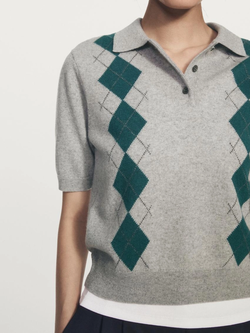 Поло с коротким рукавом из аргайльского вязаного полотна