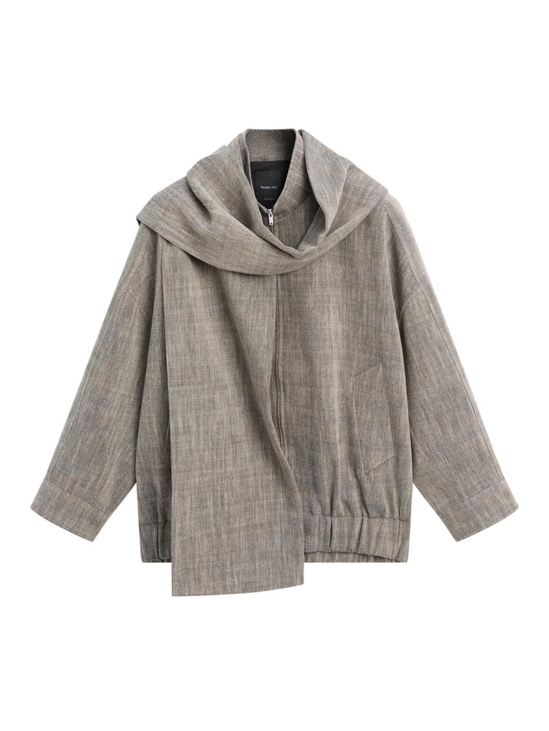 Куртка-бомбер с шарфом в меланжевом стиле