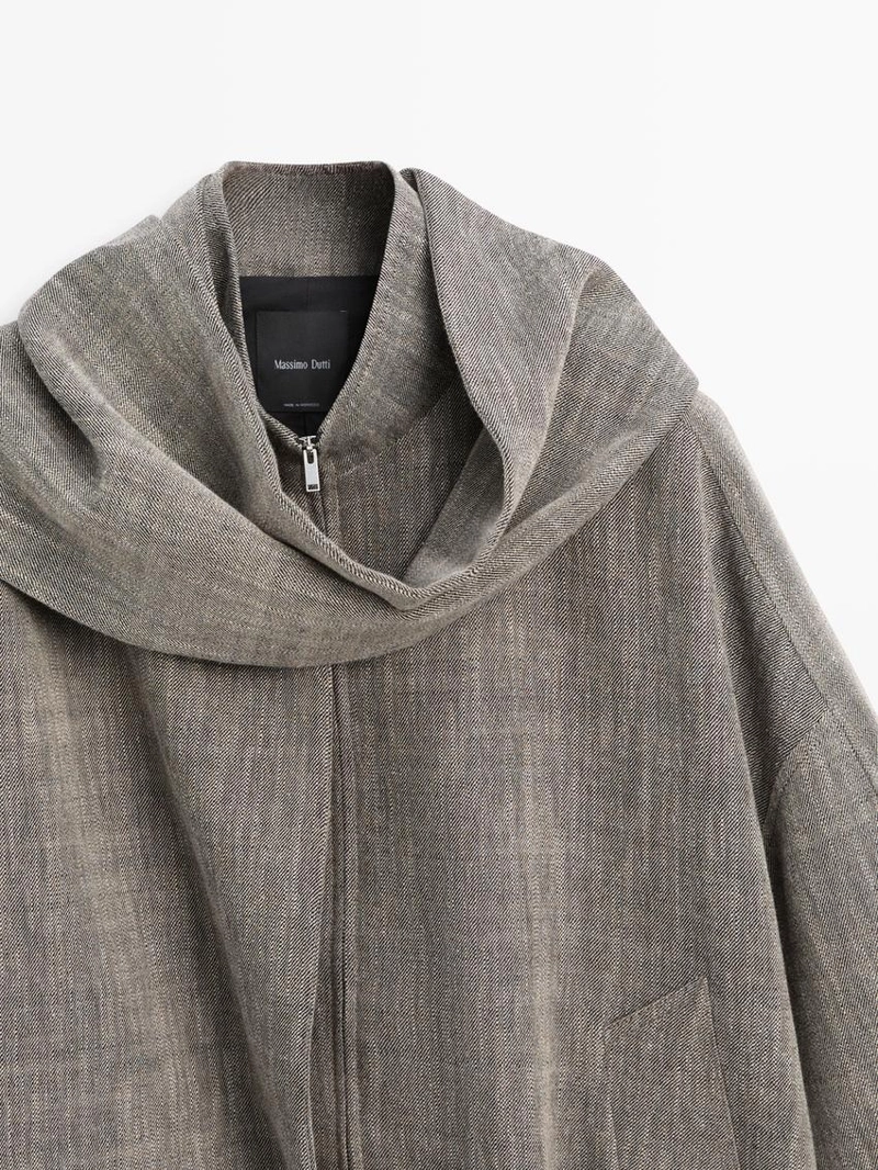 Куртка-бомбер с шарфом в меланжевом стиле