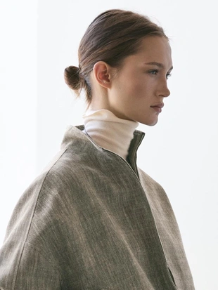 Куртка-бомбер с шарфом в меланжевом стиле- Заказать в России