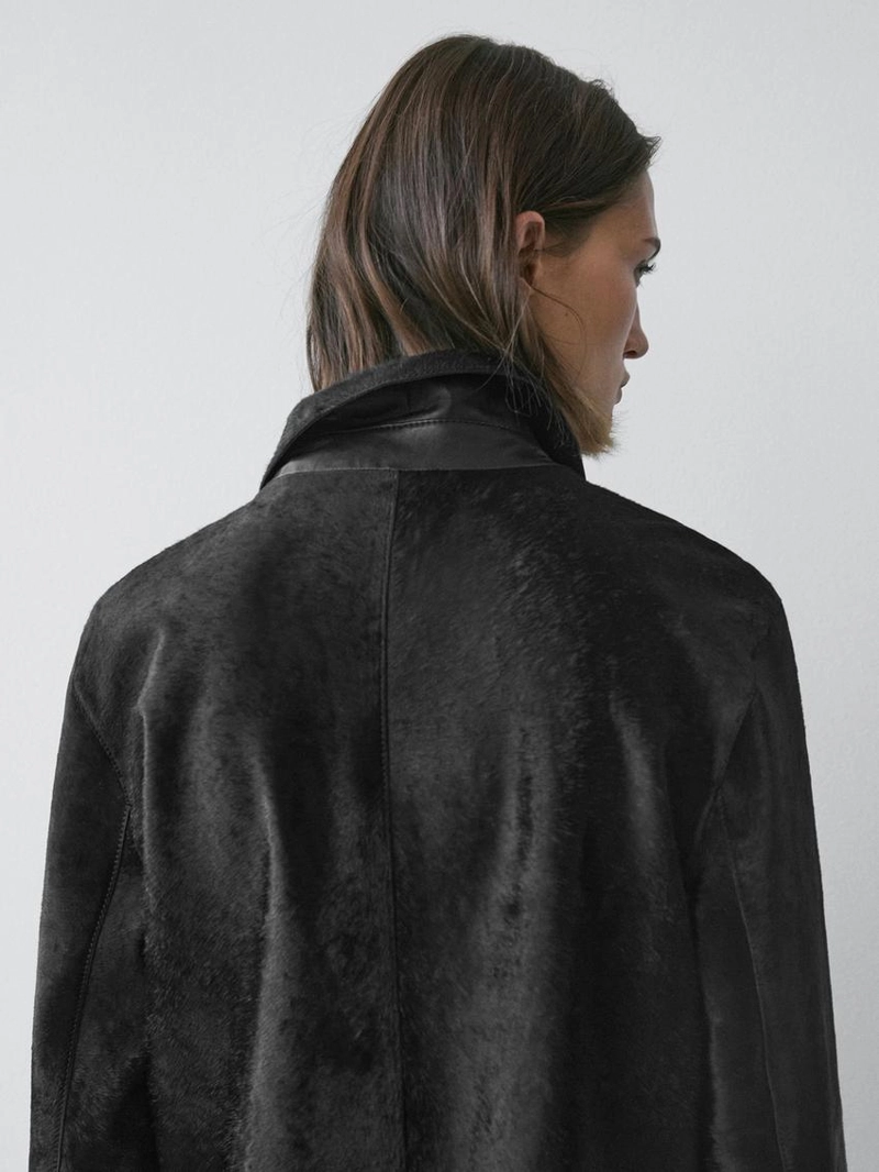 Длинное кожаное пальто