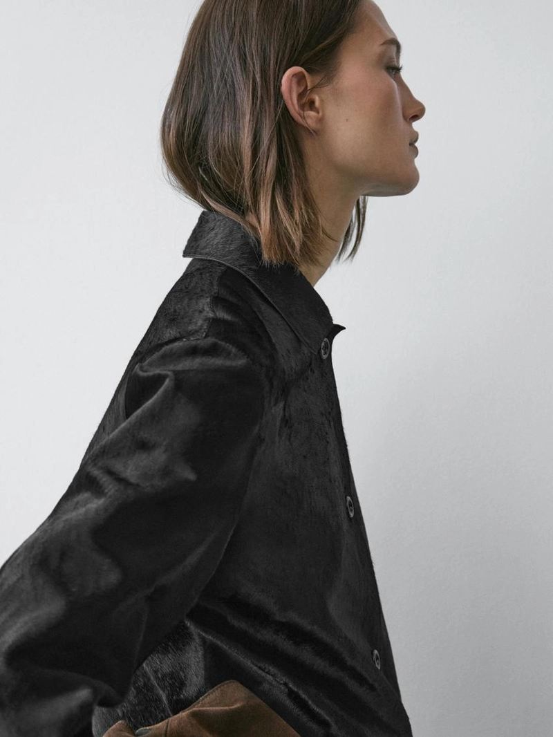 Длинное кожаное пальто