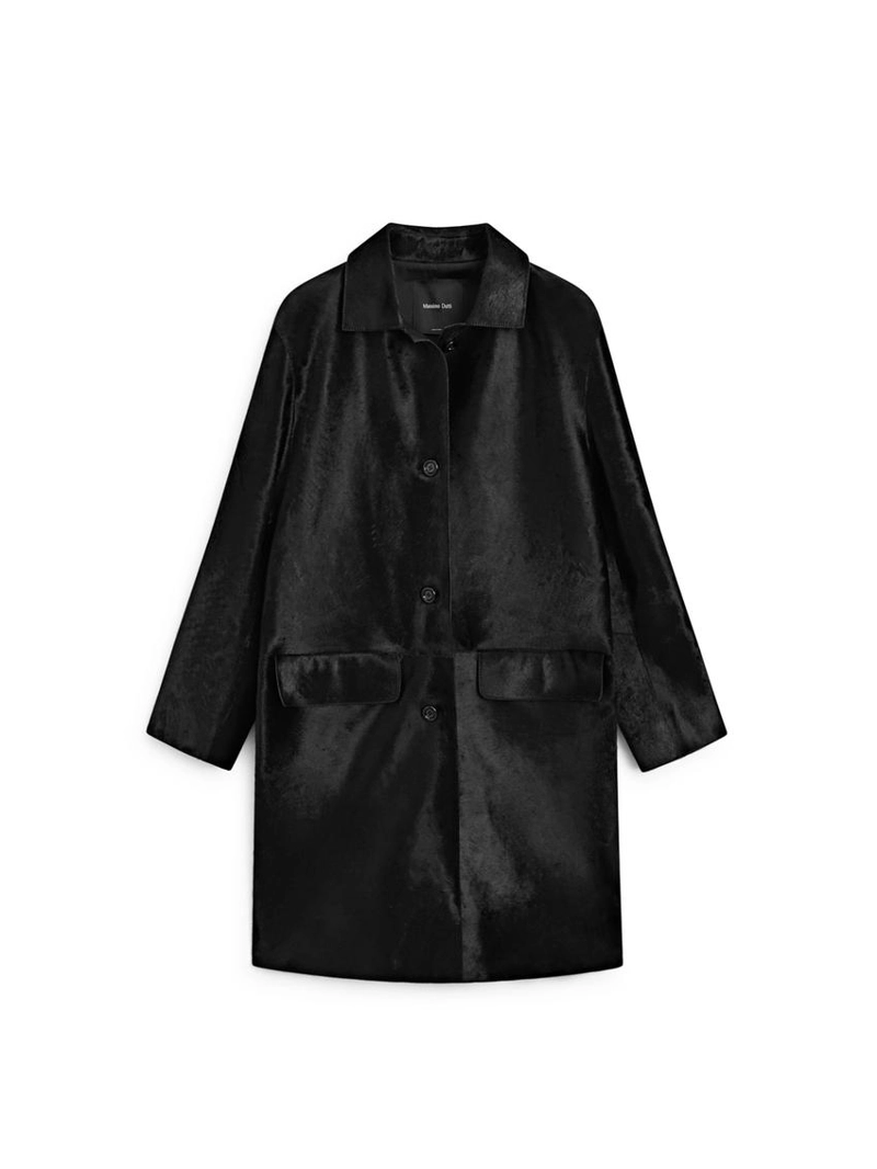 Длинное кожаное пальто