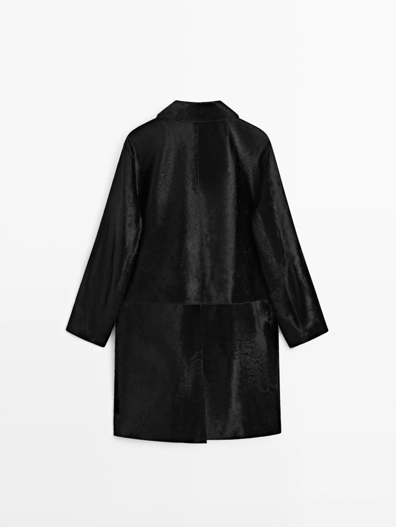 Длинное кожаное пальто