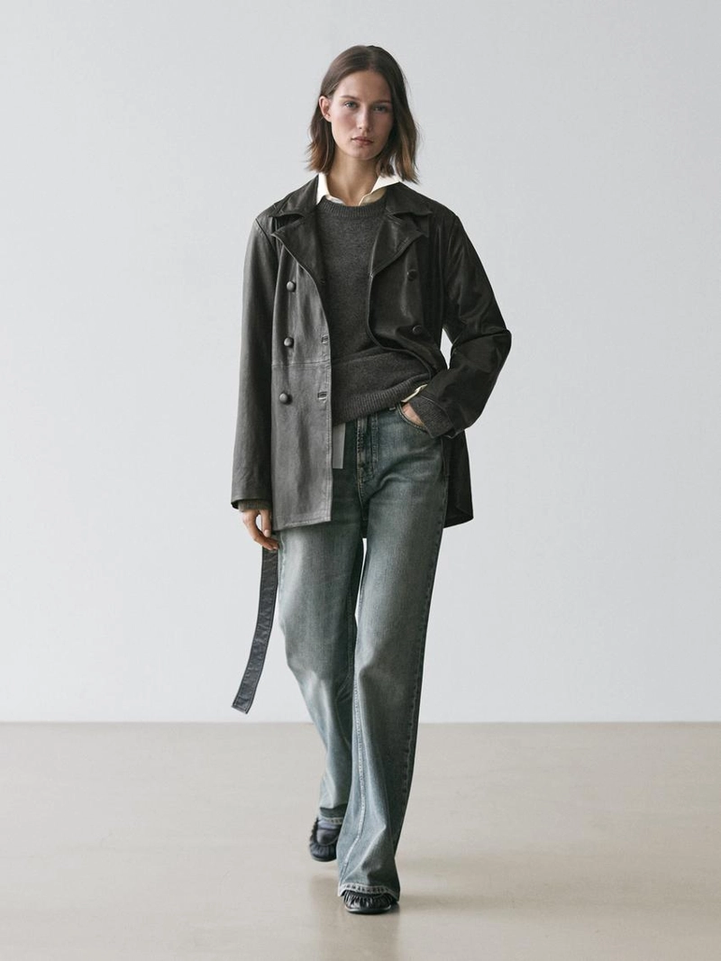 Куртка из овечьей кожи с поясом