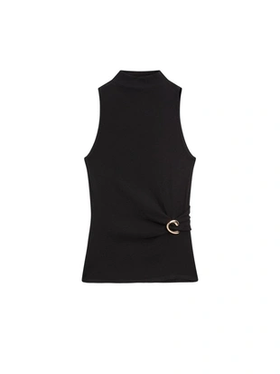 Топ с воротником-воронкой и деталями броши- Заказать в России